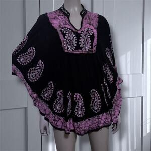 Vtg black pink paisley